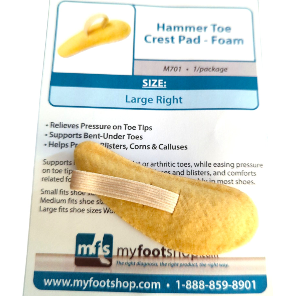 PEDIFIX Hammer Toe Tan Crest Pad Foam Felt Large Right M701 New Claw Mallet NEW
